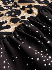 EgrlEra Women's Leopard Print Patchwork Minimalist Strapless Casual Mini Dress - Black - View 4