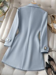 GlowEve 女士纯色双排扣优雅长袖大衣，适合秋冬季