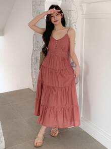 DAZY Vestido midi suelto de verano/primavera para vacaciones, vestidos casuales de mujer