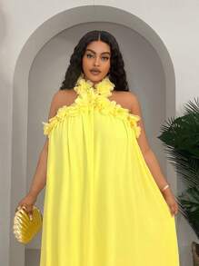 Slaydiva 大码女式优雅露背长裙