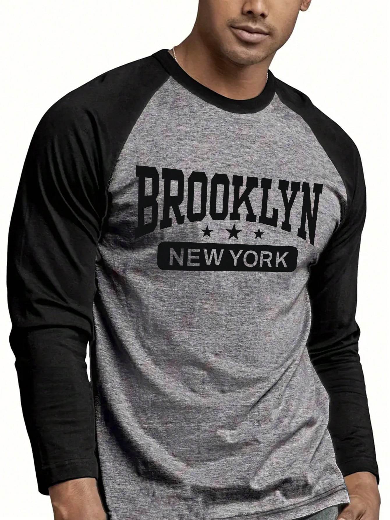 Retro Patchwork Color-Block Long Sleeve Plus Size Men's T-Shirt, Sporty Street Style