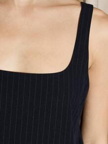 AiiRZ 精裁细条纹迷你直筒连衣裙 - 藍色 - 查看 4