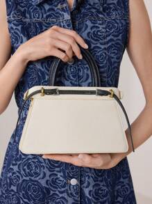 MOTF PREMIUM Bolso de mano con detalles de bloque de color y cremallera para mujer