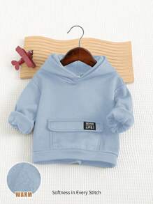 Cozy Pixies Toddler/Infants Casual Hoodie Sweatshirt With Front Pocket, Long Sleeve, Thermal Lined, For Autumn/Winter