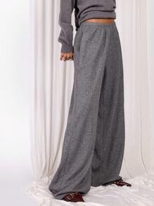 COSMINA 女士松紧腰口袋休闲裤，日常宽松款式 - 灰色 - 查看 5