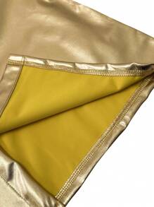 Manfinity AFTRDRK 男士纯色前扣短袖休闲衬衫，日常/休闲装 - 金色 - 查看 5