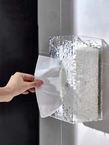 SHEIN 1 件水波纹形纸巾盒，方便即时纸巾架，透明精致纸巾架，卫生纸储存罐 - 彩色 - 查看 4