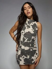 MISSGUIDED Sleeveless Acid Wash Denim Mini Dress Bodycon Fashion Statement Open Back Party Club Night Out Summer Fall Transition Piece