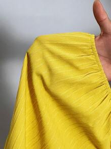 Slaydiva 休闲/假日纯色无袖扭纹下摆短款上衣和短裤套装，编织纹理面料，加大码女装 - F