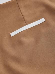SHEIN MOD Women's Camel Color Contrast Trim Brown Mini Skirt,Business Casual Woman,Airport For Women,Going Out Top,Office Top,Boho Top,Old Money Style Women Skirt - Camel - View 3