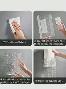 SHEIN 1 件水波纹形纸巾盒，方便即时纸巾架，透明精致纸巾架，卫生纸储存罐 - 彩色 - 查看 9