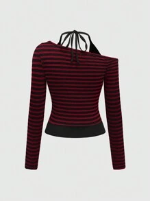 ROMWE Grunge Punk Streetwear Sexy Y2K Style Strappy Crisscross Halter Knot Butterfly T-Shirt For Women