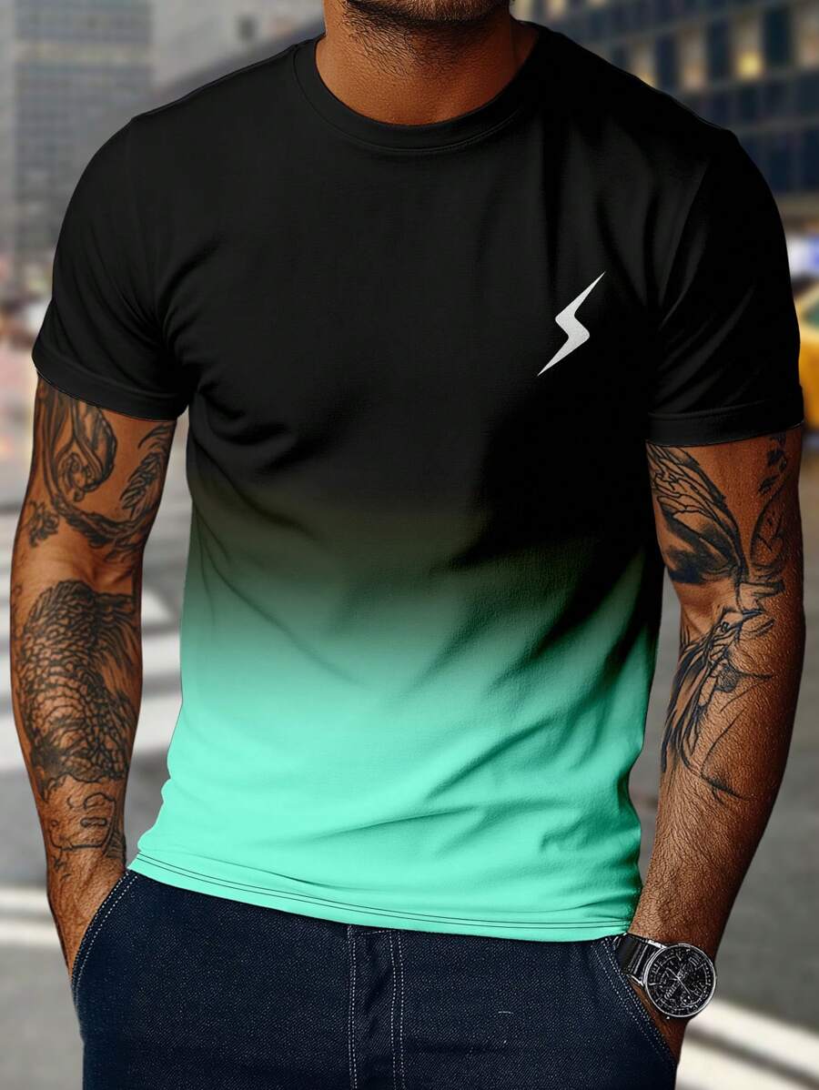 Manfinity Homme 男士T恤（随机扎染）简约时尚休闲日常穿着 - 彩色 - 查看 1