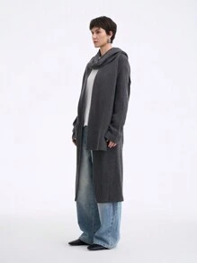 Aalyst Women's Pocket Decor Simple Long Cardigan Sweater - Grey - View 3
