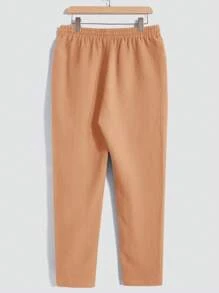 Manfinity RelaxMax 2pcs Men's Solid Color Short Sleeve Top And Pants Set