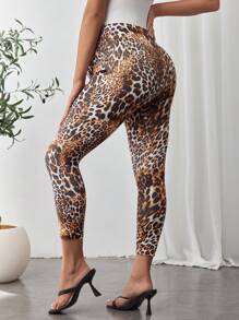 SHEIN 孕妇豹纹紧身打底裤、休闲家居服 - 彩色 - 查看 3