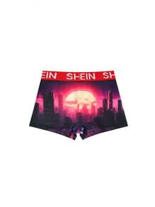 SHEIN 5 stuks verpakking minimalistische boxershorts voor tienerjongens met stadsheldenprint