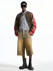 NEON BLANC 男士街头时尚黑色牛仔长袖夹克，适合秋冬 - 黑色 - 查看 6