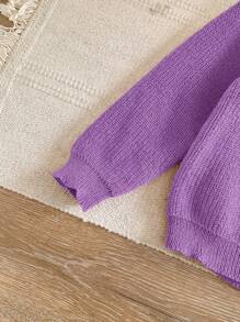 Blossori Suéter laranja de manga comprida com gola redonda elegante francês para meninas jovens, outono/inverno