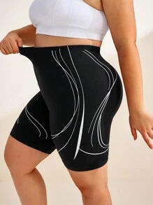 Easithlete Damskie, duże rozmiary, paski, wysoki stan, codzienne, sportowe spodenki fitness