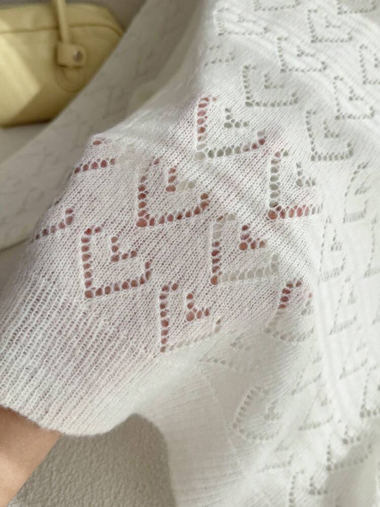 SHEIN Frenchy Plus Size Heart Jacquard Knit Sweater For Valentine's Day - Apricot - View 12