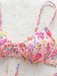 SHEIN Swim Printed Bikini Set, Non-Push Up, With Underwire Summer - Multicolor - View 3