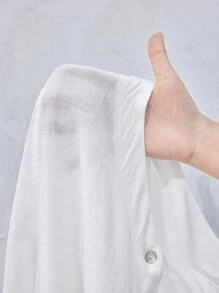 EMERY ROSE Women's Solid Color Button Front Long Sleeve Pleated Simple Casual Shirt - White - View 8