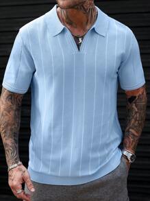 Manfinity Hypemode Men's Striped Short Sleeve Casual Knit Top, Spring & Autumn