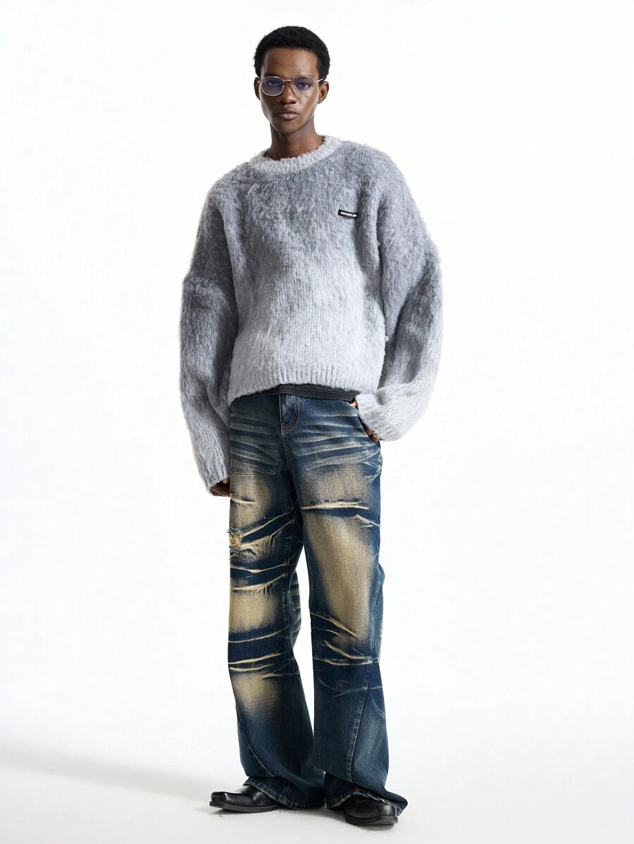 NEON BLANC Men's Fashion Blue Flared Woven Denim Jeans - Blue - View 1