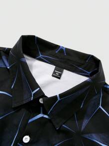 Manfinity LEGND 大码男士几何印花长袖单排扣休闲衬衫，适合秋季