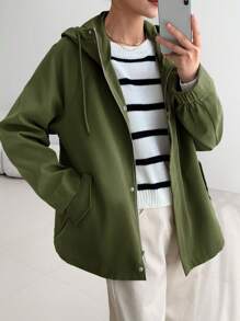 EastFlair Korean Fashion Women Hooded Multi-Function Trench Coat