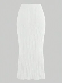 SHEIN EZwear 大码女式松紧腰鱼尾下摆优雅白色裙子