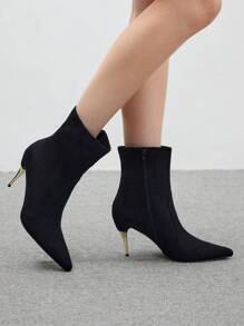 CUCCOO BIZCHIC Women's Black Pointed Toe Fashion High Heel Ankle Boots Valentines - Black - View 1