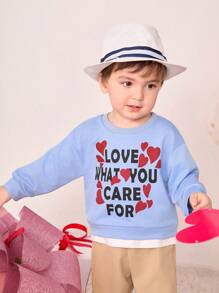SHEIN 2pcs Setelan Kemeja Bayi Laki-laki Unisex Kasual Biru Muda Musim Gugur Cocok untuk Keluarga, Gaya Olahraga Preppy 2 in 1, Aprikot, Motif Hati, Kain Lembut untuk Musim Semi/Panas - MultiWarna - View 7
