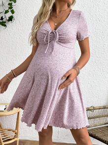 SHEIN 孕妇装，简约时尚的休闲日常服装 - 粉色 - 查看 5