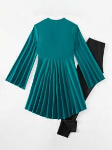 Swim Mulvari Summer Swim 2pcs Mulvari Women's Burkini Swimwear, Chicsea Loose Flare Sleeve Zip Oblique Hem With Black Long Pants Swimwear SetArabic Clothing - Multicolor - View 4