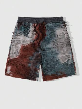Grunge Punk Herren Lässige Shorts mit Vorder-Krawatte, Relaxed Fit, Lässiger Frühlings-/Sommer-Stil