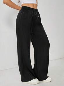 SHEIN PETITE Women's Reversible Belt Casual Pants