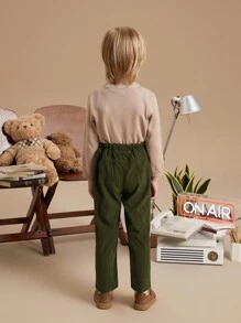 PrepCrw Young Boys Autumn/Winter Collegiate Style Slim Fit Elastic Waist Woven Pants