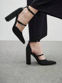 CUCCOO BIZCHIC Women's Rhinestone Embellished Strap High Heel Pumps Spring Shoes Spring Break Easter For Christmas - Black - View 1