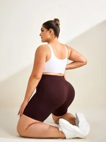 Easithlete 女士纯色高腰修身休闲瑜伽运动短裤