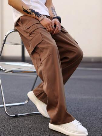 Manfinity Hypemode 宽松男士纯色斜口袋工装裤