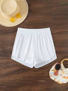 Swim Lushoire Women's Solid Color Side Split Beach Pants For Summer Vacation