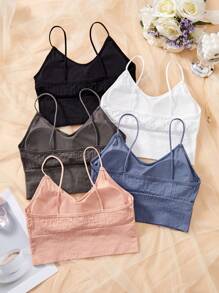 Bộ đồ lót áo ngực hai dây thoải mái giản dị 5 món, không dây có đệm ngực, có thể mặc làm áo khoác ngoài, phù hợp cho bé gái tuổi teen - Nhiều màu - Xem 2