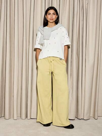 AiiRZ 优质宽腿慢跑裤宽松运动休闲服舒适抽绳休闲运动训练裤现代街头服饰