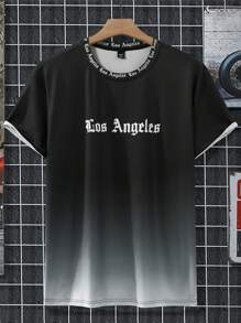 Manfinity Homme Plus Size Heren Letter Print Ronde Hals Korte Mouw Casual T-shirt
