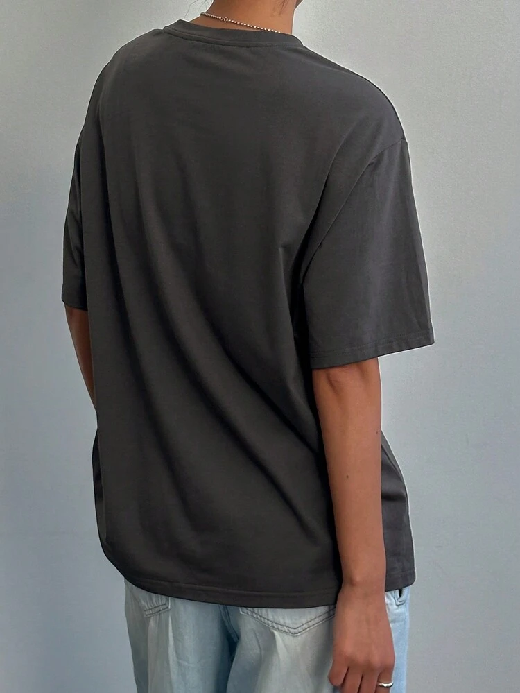 Damen Leoparden-Muster Buchstaben Grafik Locker Lässig Kurzarm Rundhals T-Shirt, Sommer Top Herbst Oberteile