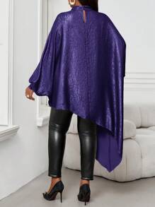 SHEIN Lady 春夏秋冬优雅休闲鸡尾酒会情人节圣诞节金色编织立领不对称衬衫袖不对称中长袖大码衬衫冬季女士感恩节女士保暖冬季圣诞节女士长袖圣诞节女士金色迷你金色感恩节除夕假期