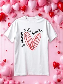 Manfinity Chillmode Camiseta Gráfica de Mangas Curtas com Gola Careca Masculina, Casual e Minimalista