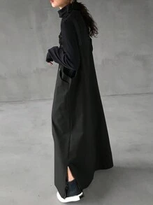 FRIFUL 女士黑色吊带长裙，工装风格，春季